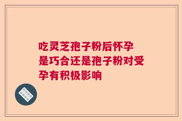吃灵芝孢子粉后怀孕 是巧合还是孢子粉对受孕有积极影响
